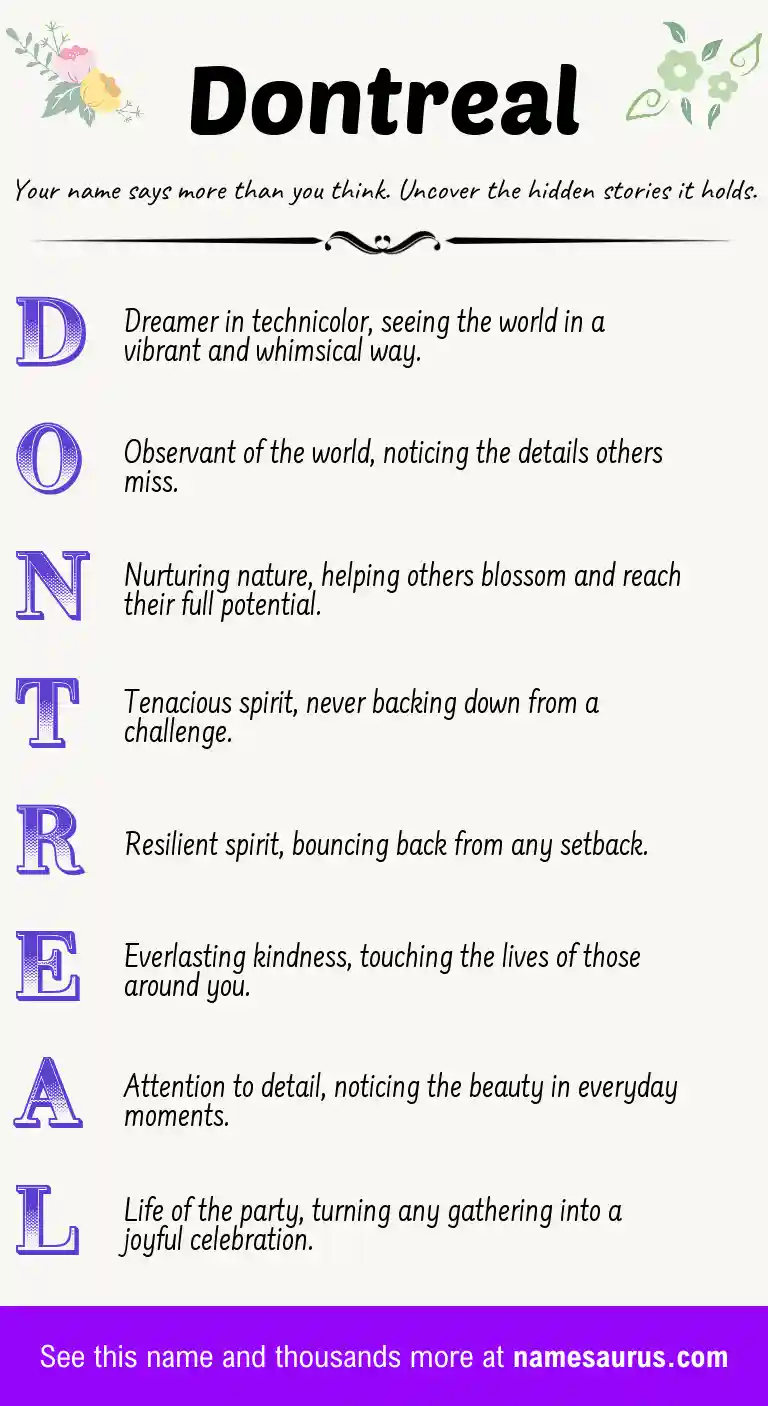 Acrostic poem about Dontreal.