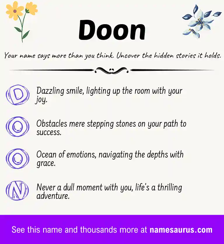 Acrostic poem about Doon.
