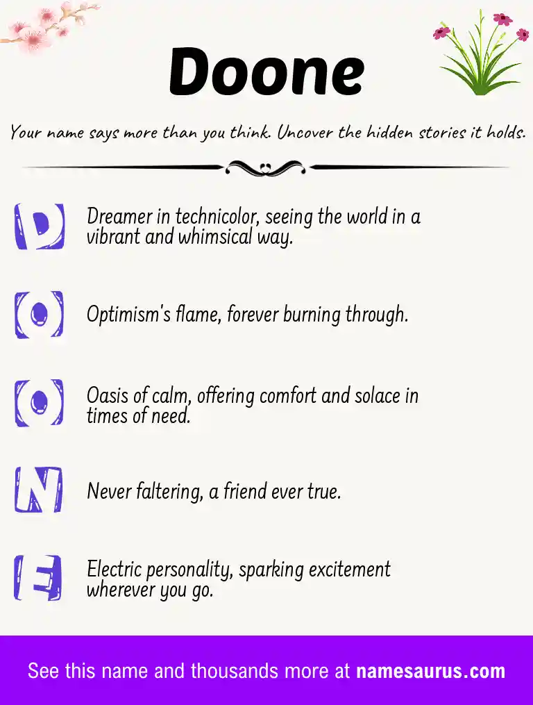 Acrostic poem about Doone.