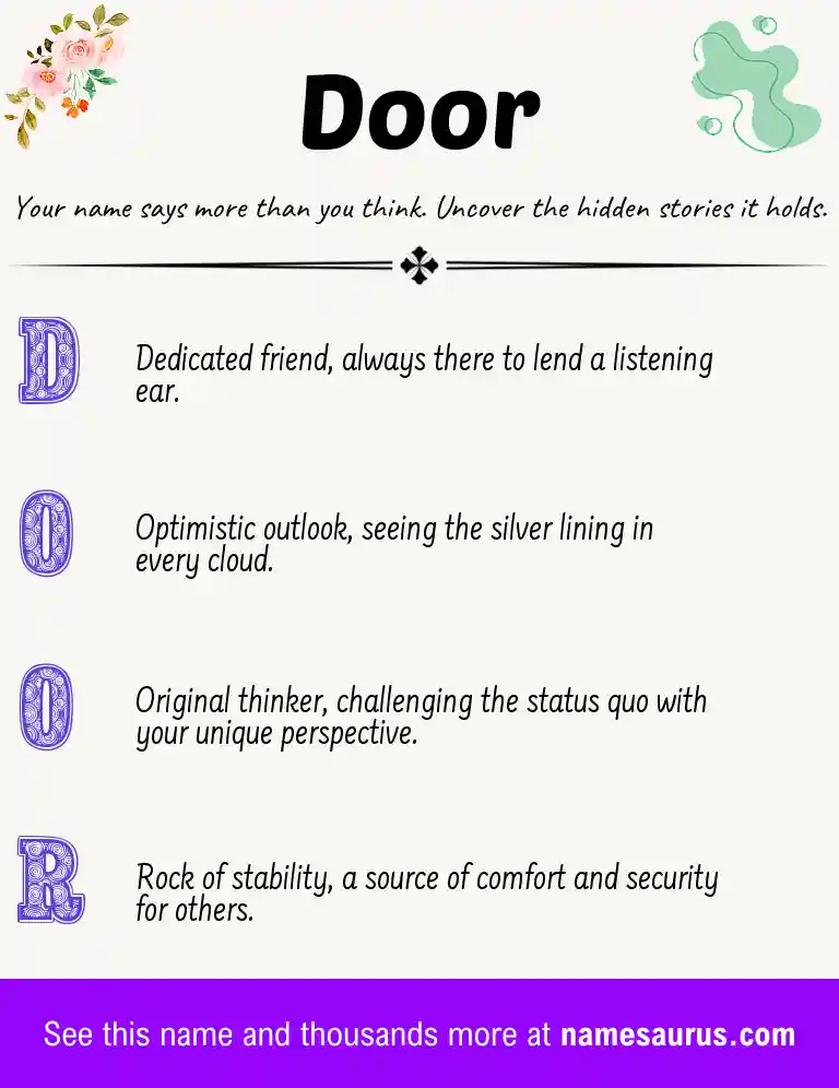 Acrostic poem about Door.