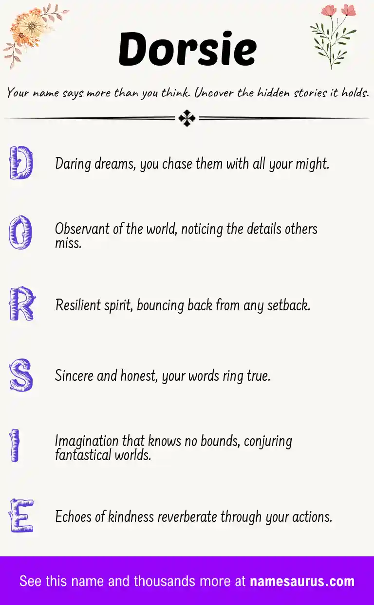 Acrostic poem about Dorsie.