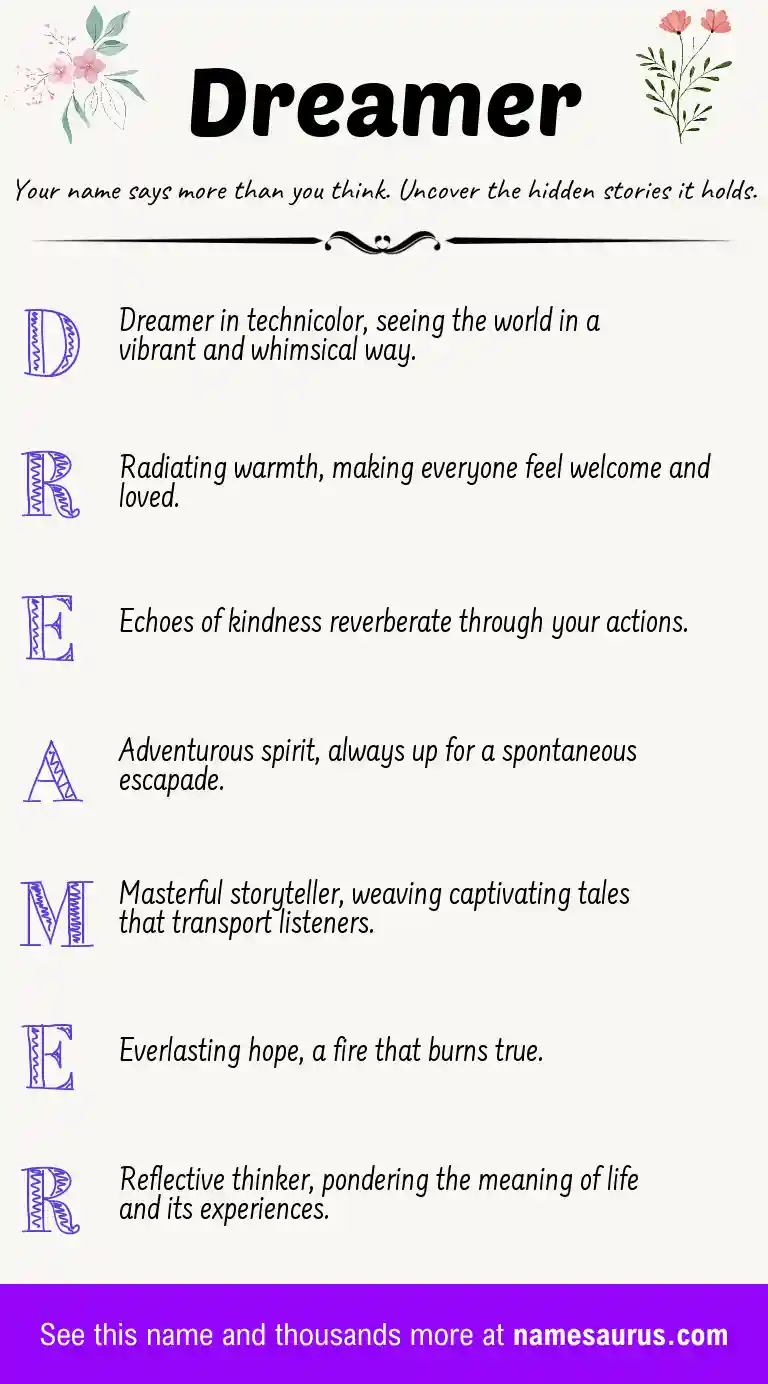 Acrostic poem about Dreamer.