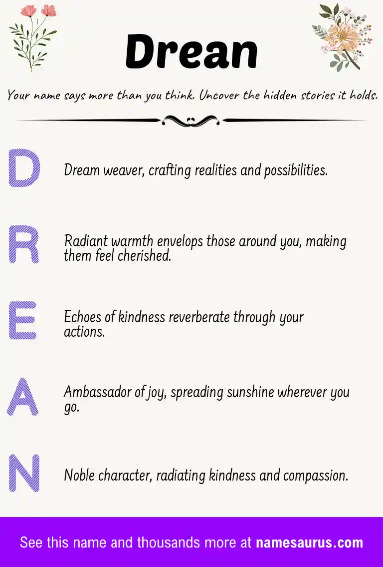 Acrostic poem about Drean.
