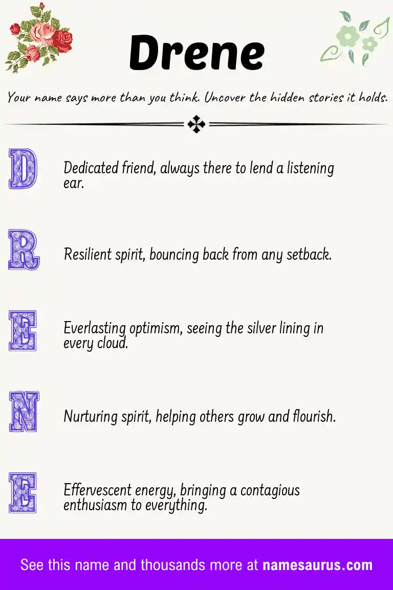 Acrostic poem about Drene.
