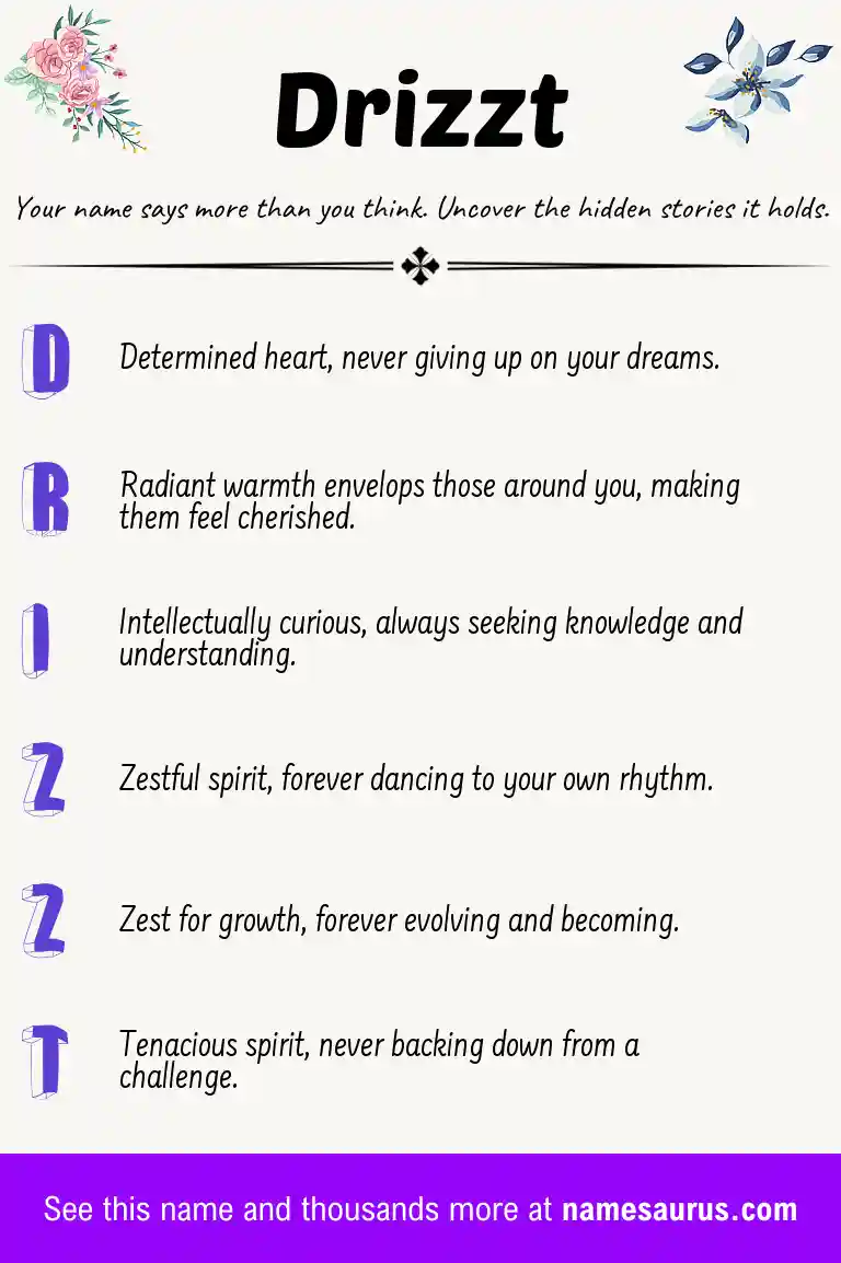 Acrostic poem about Drizzt.