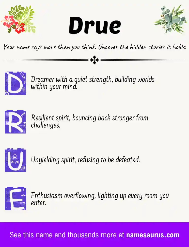Acrostic poem about Drue.