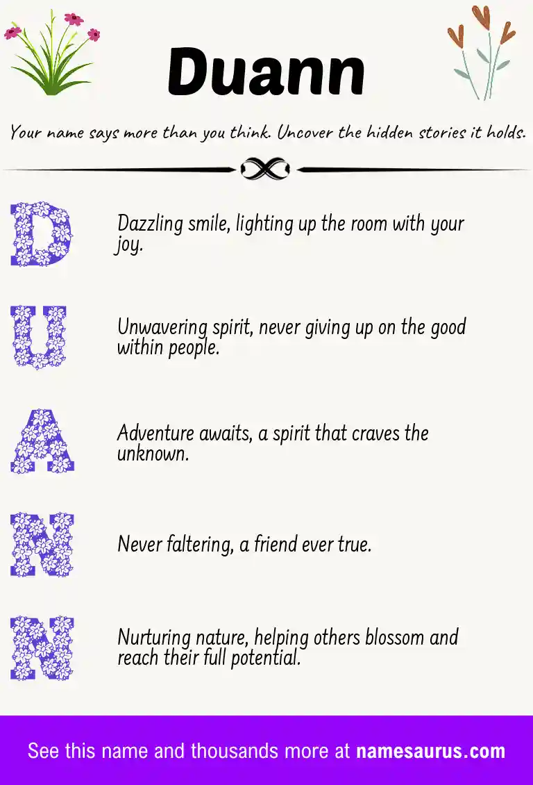 Acrostic poem about Duann.