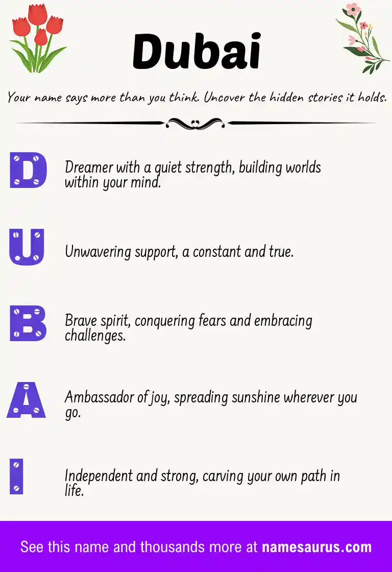 Acrostic poem about Dubai.