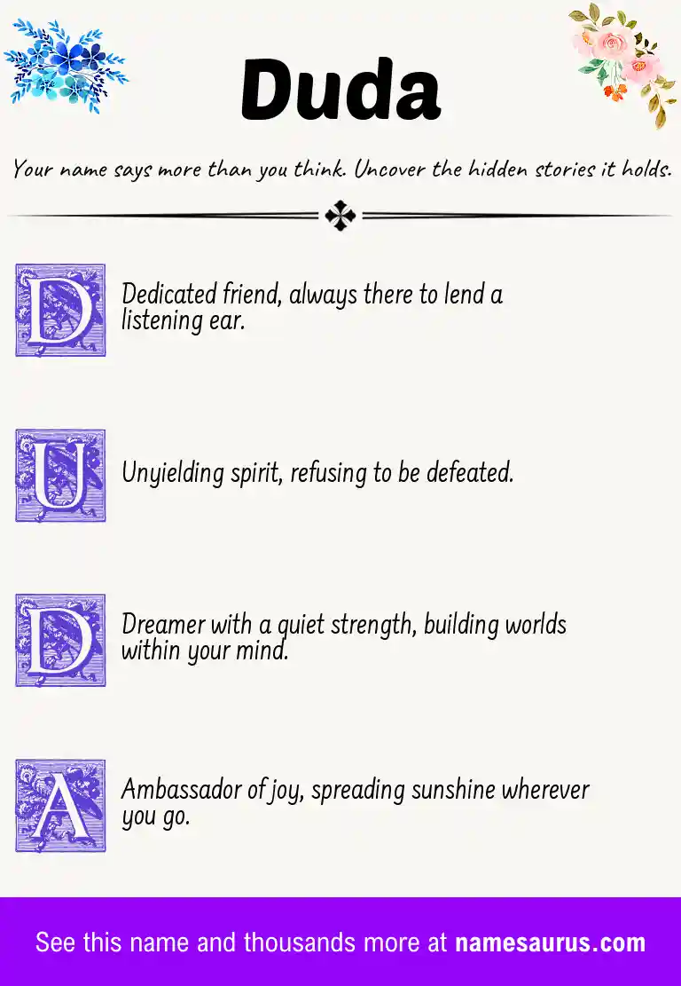 Acrostic poem about Duda.