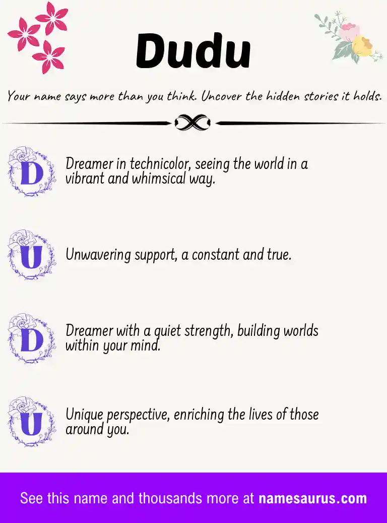 Acrostic poem about Dudu.