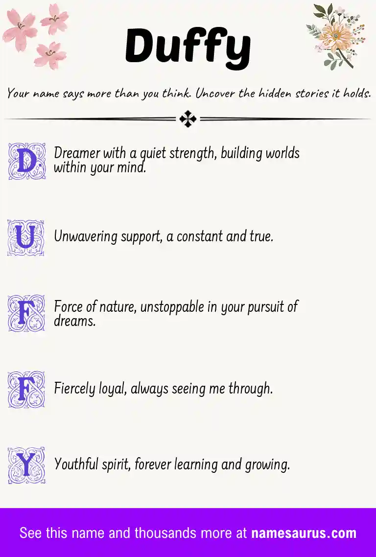Acrostic poem about Duffy.