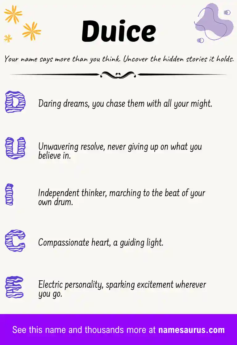 Acrostic poem about Duice.