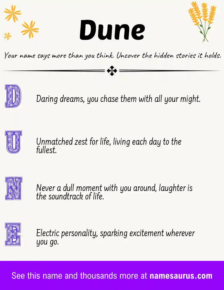 Acrostic poem about Dune.