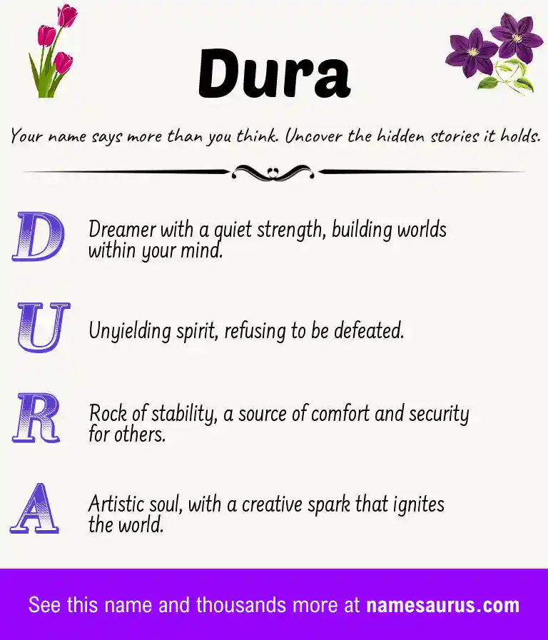 Acrostic poem about Dura.
