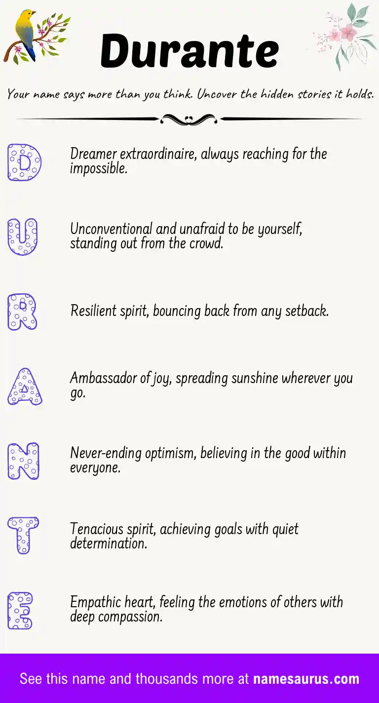 Acrostic poem about Durante.