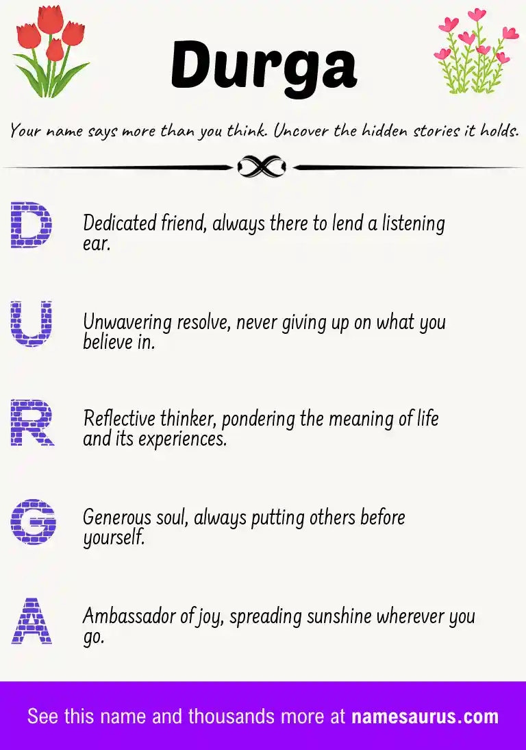 Acrostic poem about Durga.