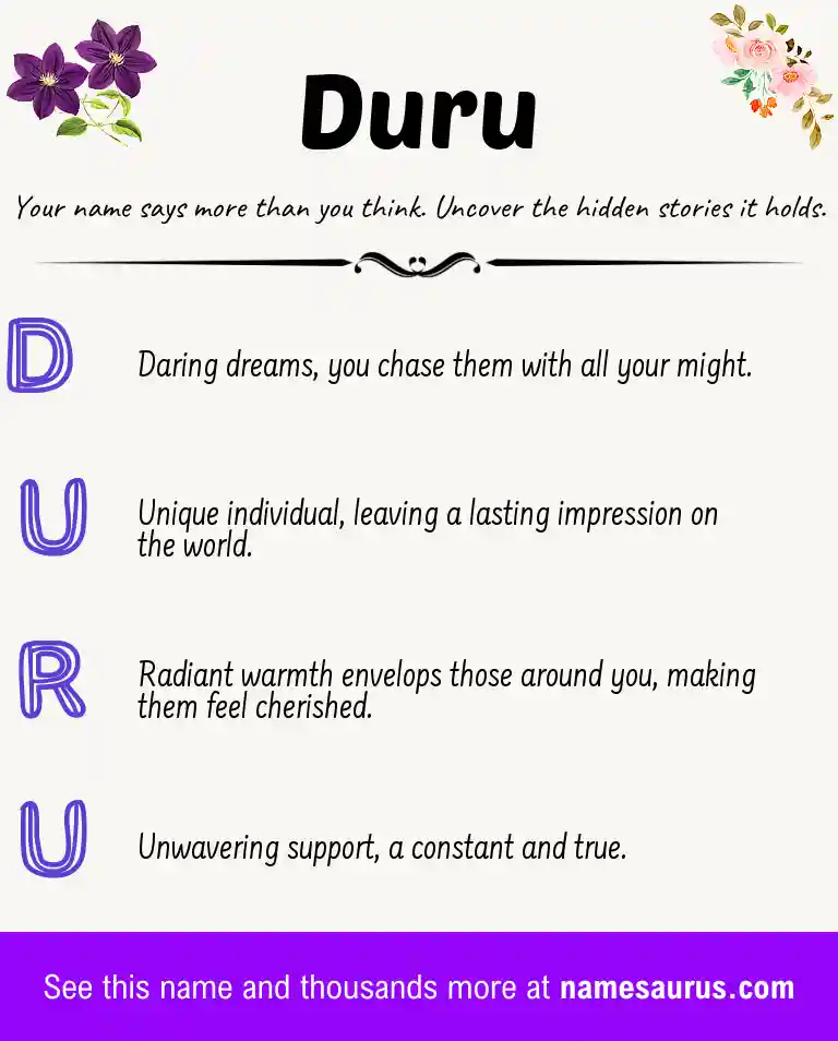 Acrostic poem about Duru.
