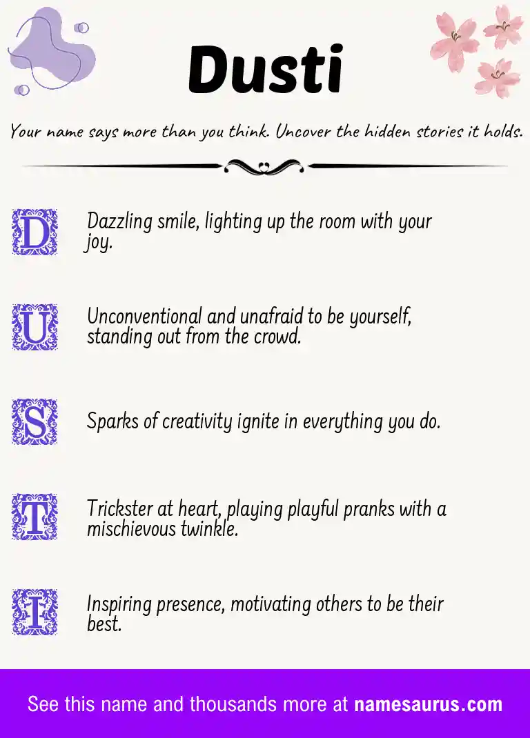 Acrostic poem about Dusti.