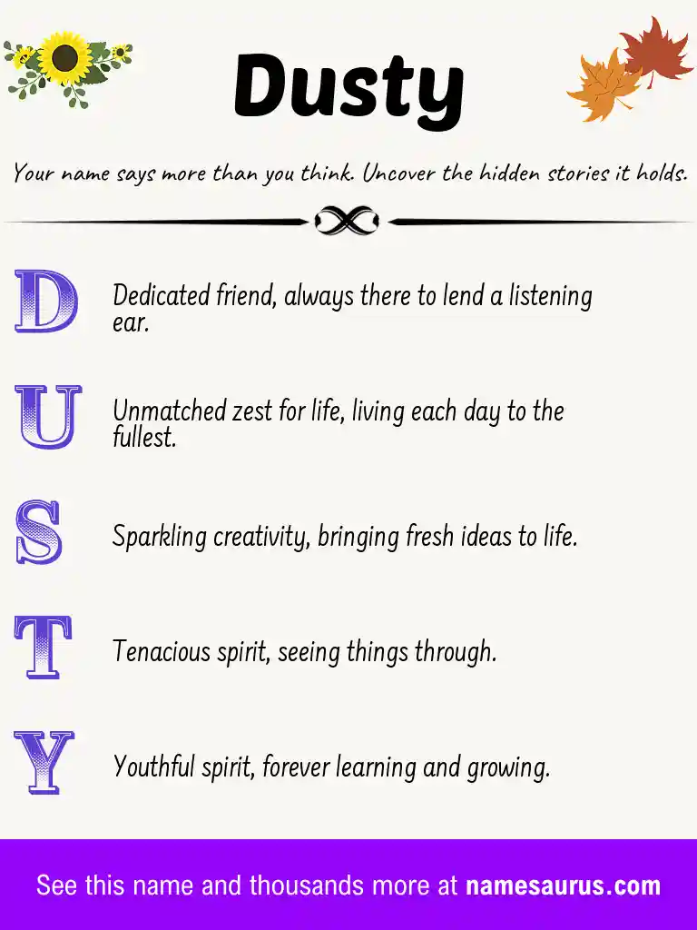 Acrostic poem about Dusty.