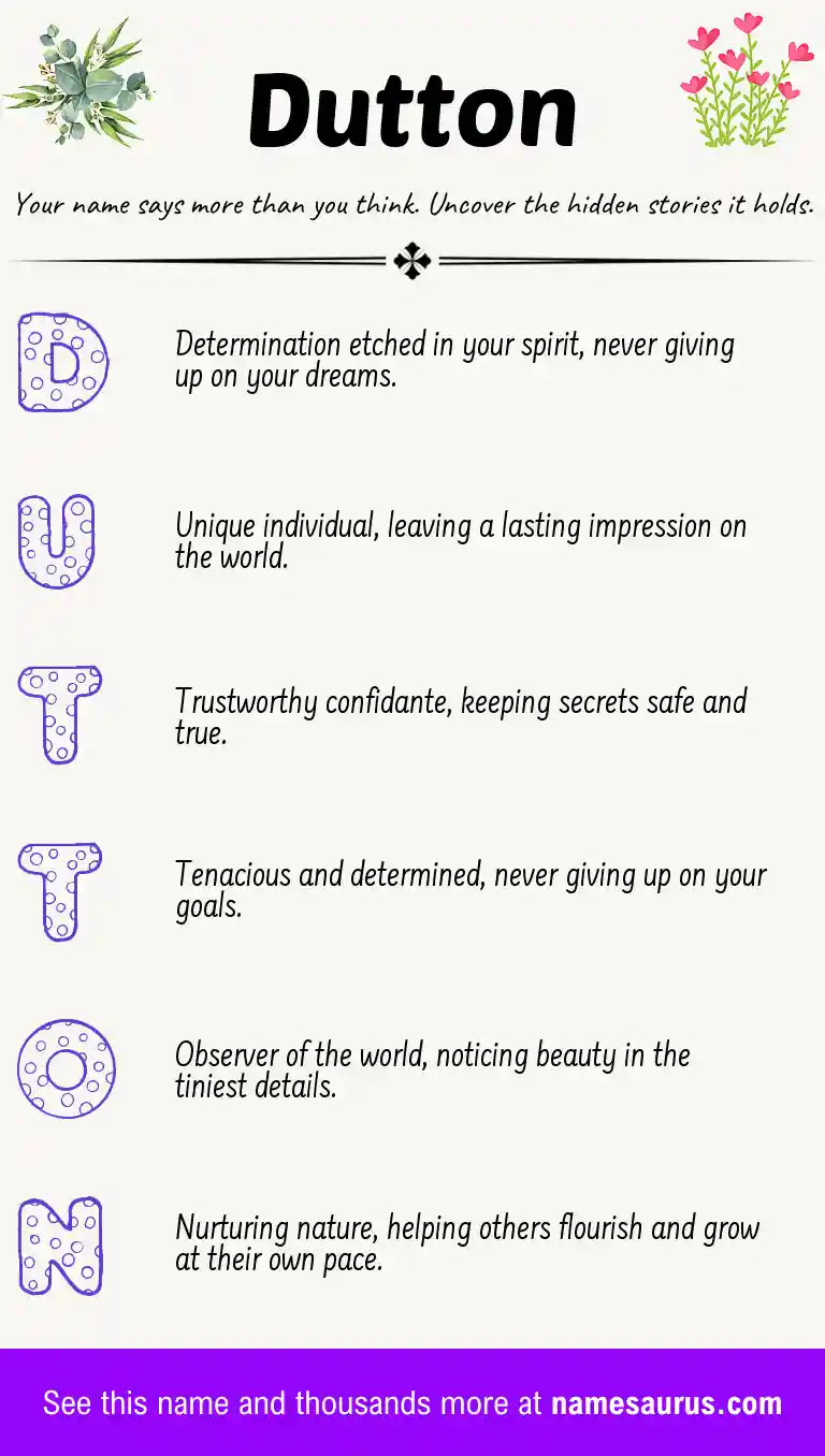 Acrostic poem about Dutton.