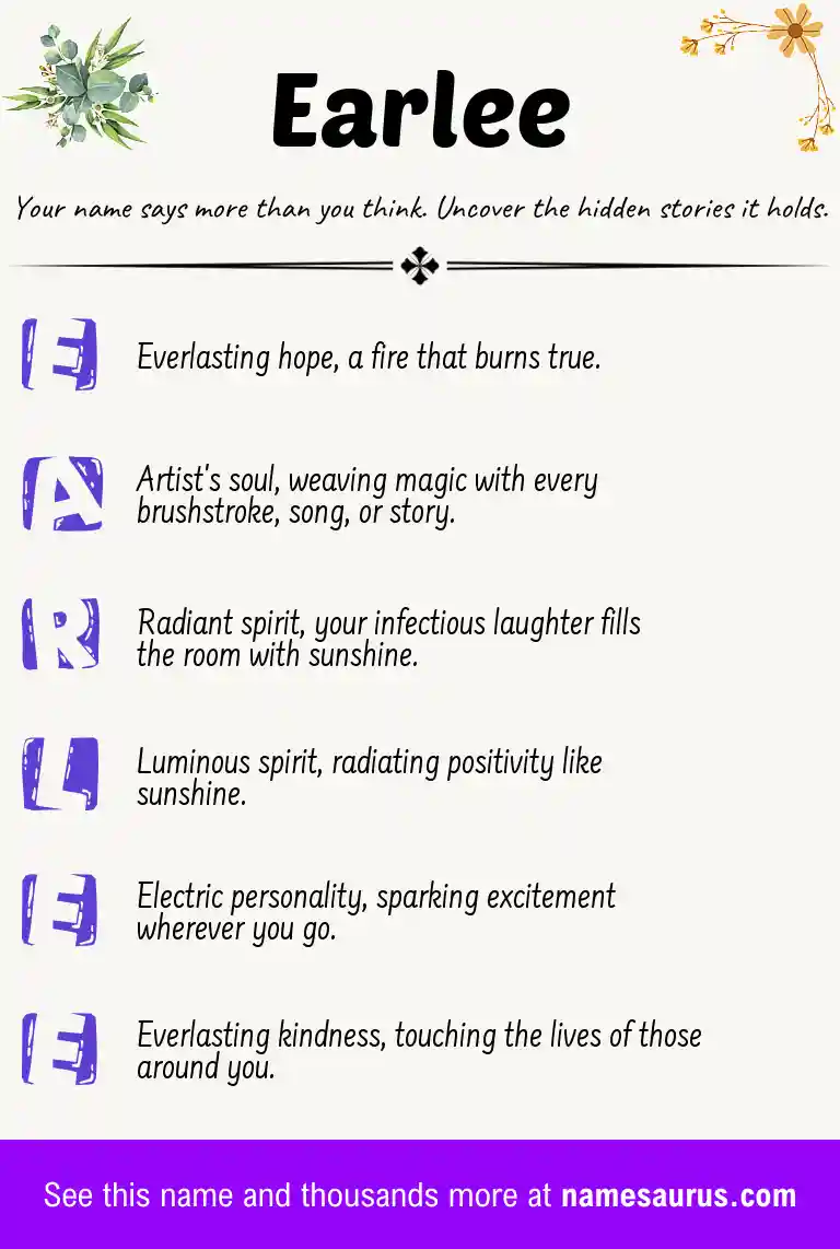 Acrostic poem about Earlee.