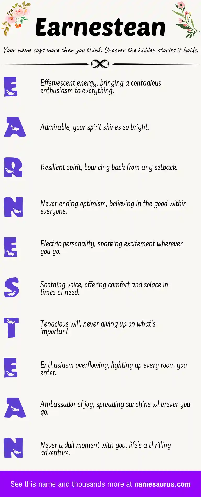 Acrostic poem about Earnestean.