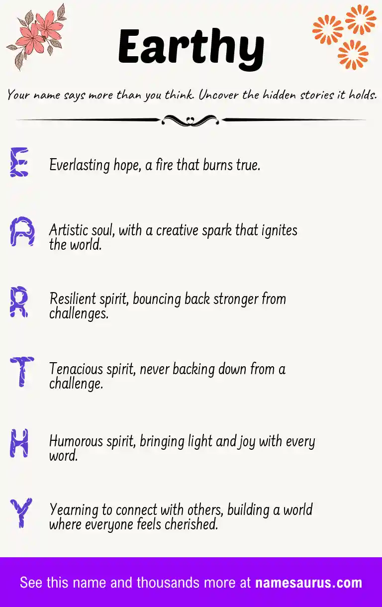 Acrostic poem about Earthy.