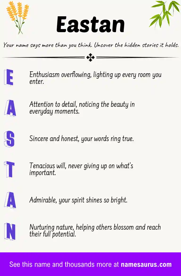 Acrostic poem about Eastan.