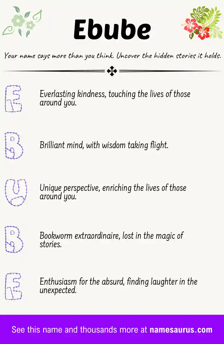 Acrostic poem about Ebube.