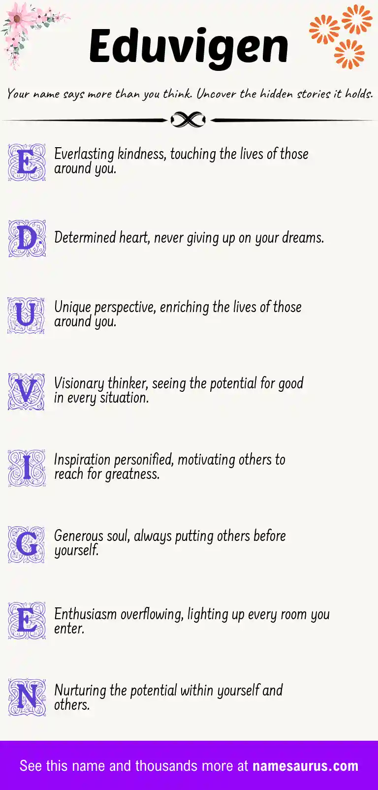 Acrostic poem about Eduvigen.