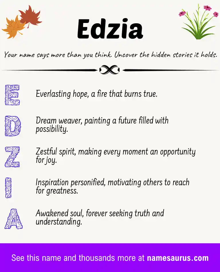 Acrostic poem about Edzia.