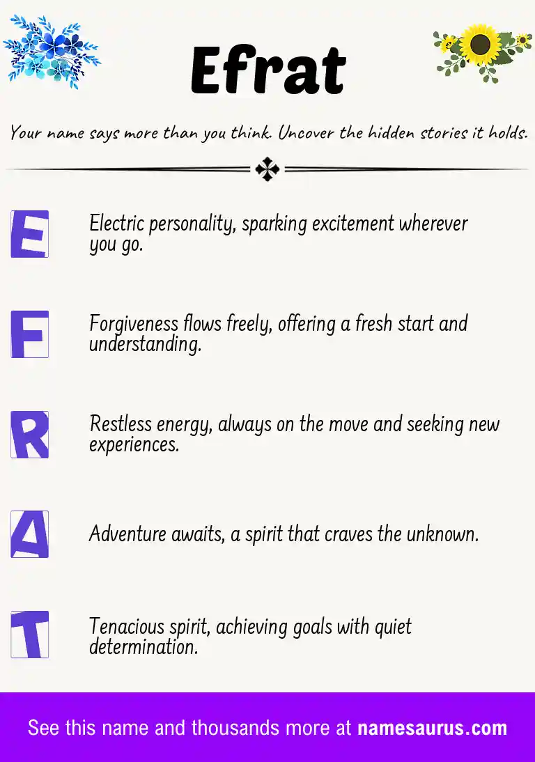 Acrostic poem about Efrat.