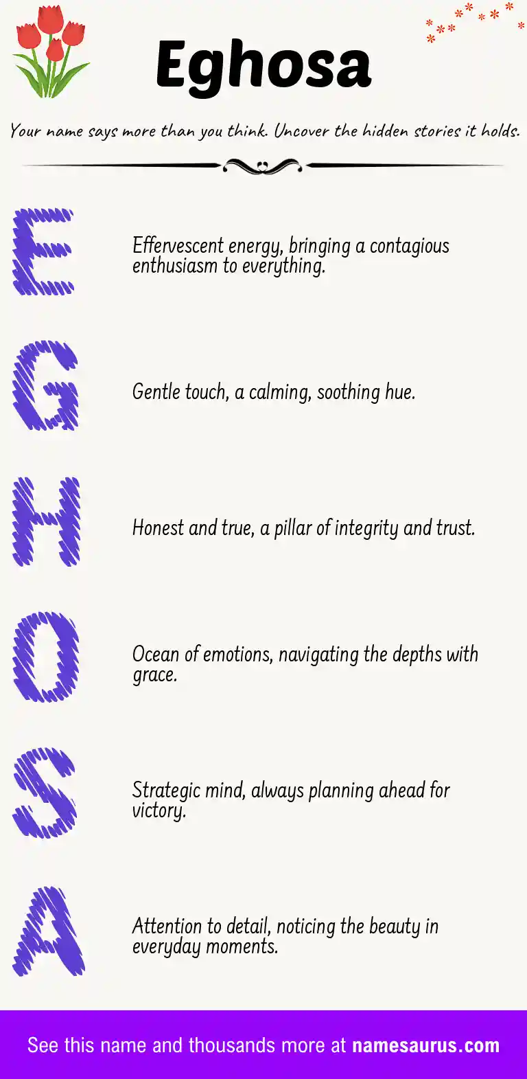 Acrostic poem about Eghosa.