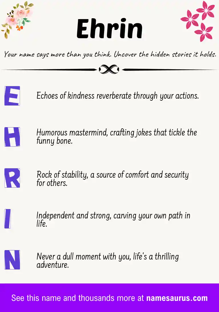 Acrostic poem about Ehrin.