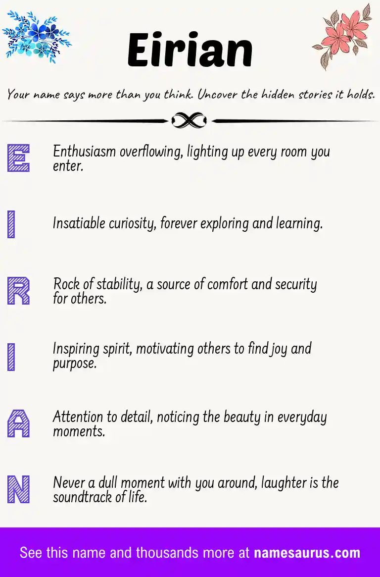 Acrostic poem about Eirian.