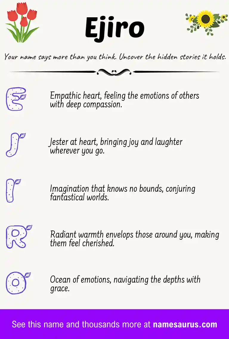 Acrostic poem about Ejiro.
