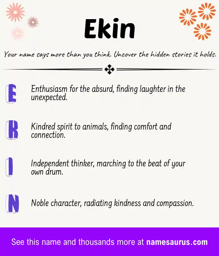 Acrostic poem about Ekin.