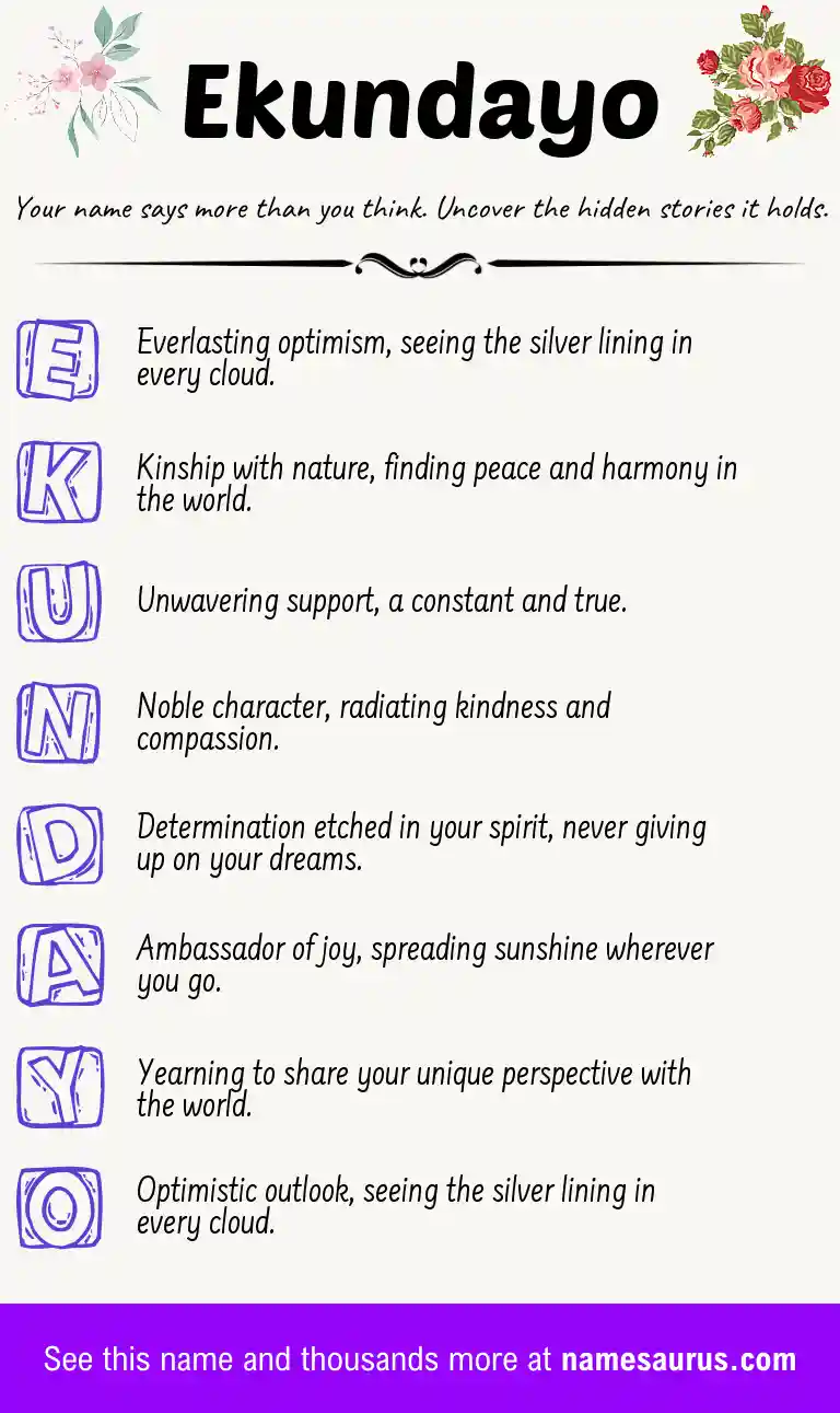 Acrostic poem about Ekundayo.