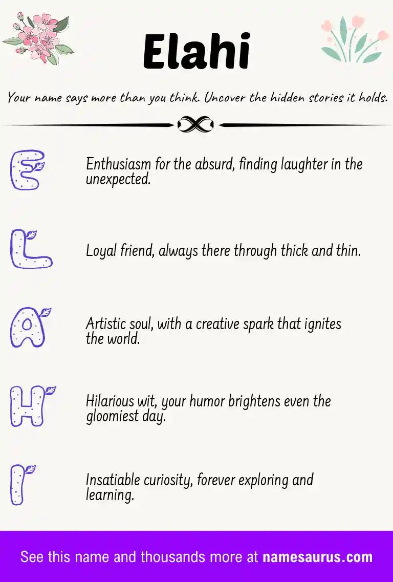 Acrostic poem about Elahi.