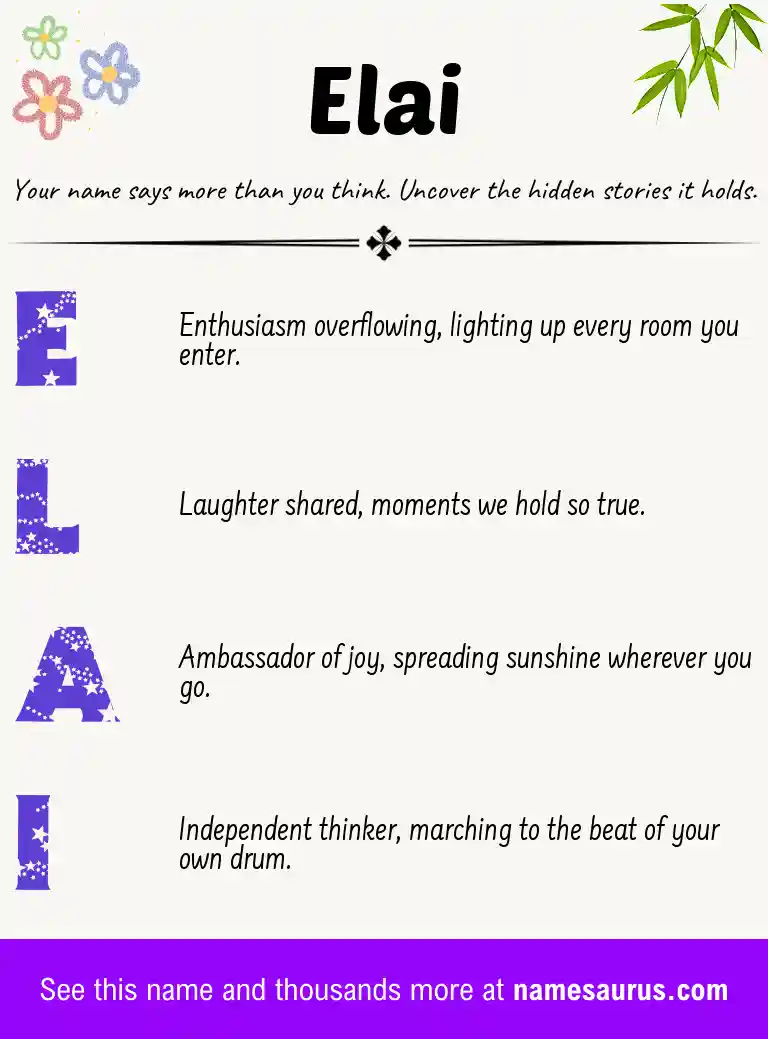Acrostic poem about Elai.