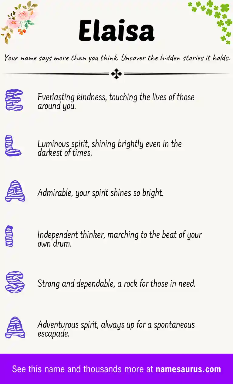 Acrostic poem about Elaisa.