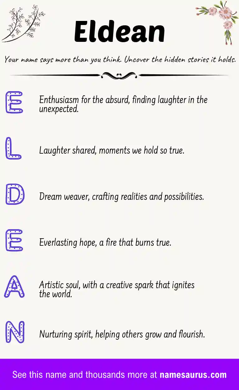 Acrostic poem about Eldean.