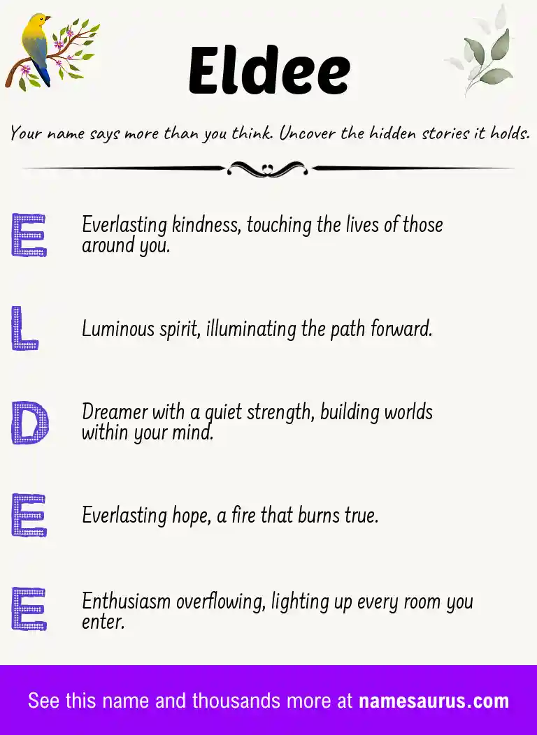 Acrostic poem about Eldee.