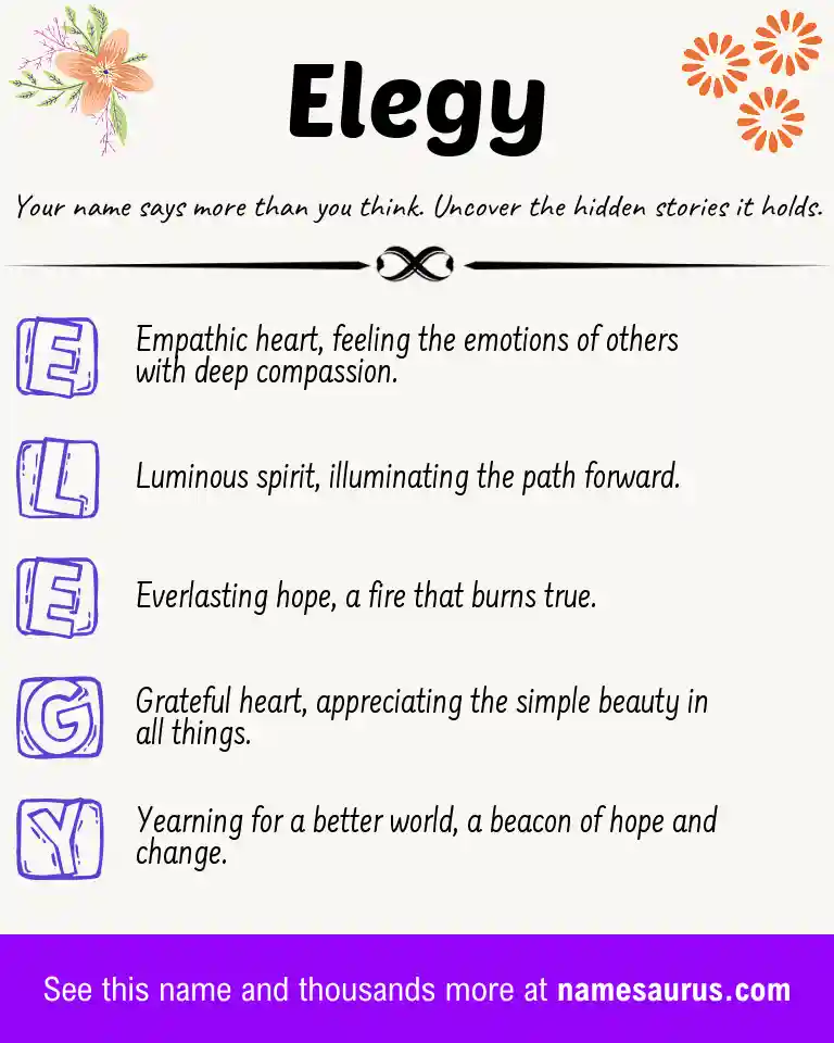 Acrostic poem about Elegy.