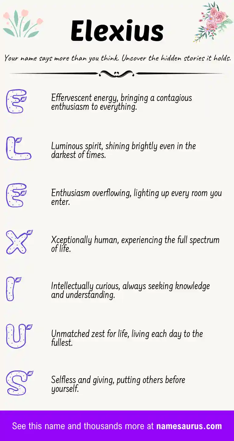 Acrostic poem about Elexius.