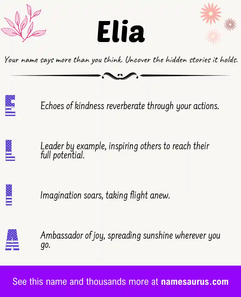 Acrostic poem about Elia.