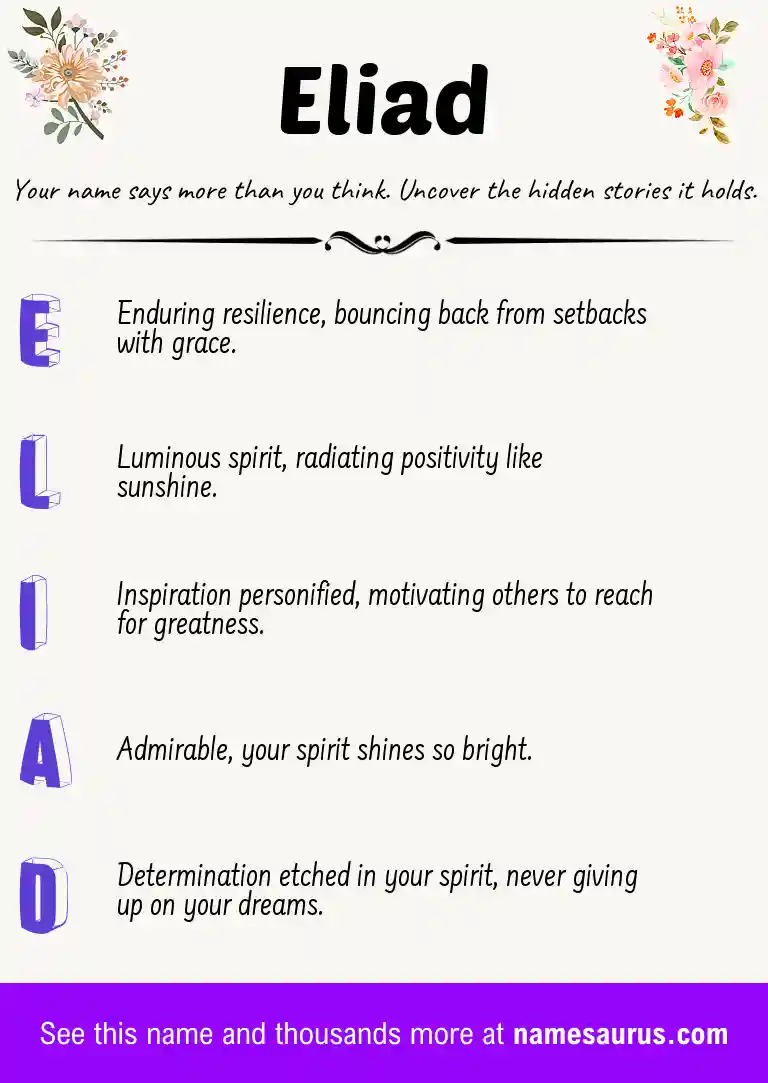 Acrostic poem about Eliad.