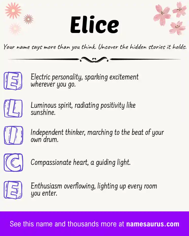 Acrostic poem about Elice.