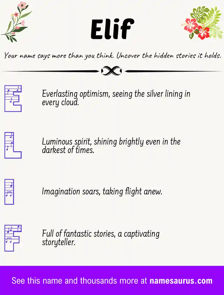 Acrostic poem about Elif.