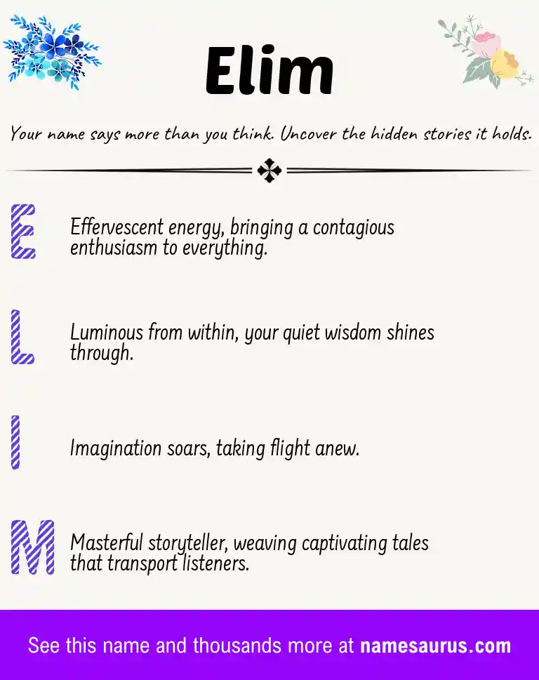 Acrostic poem about Elim.